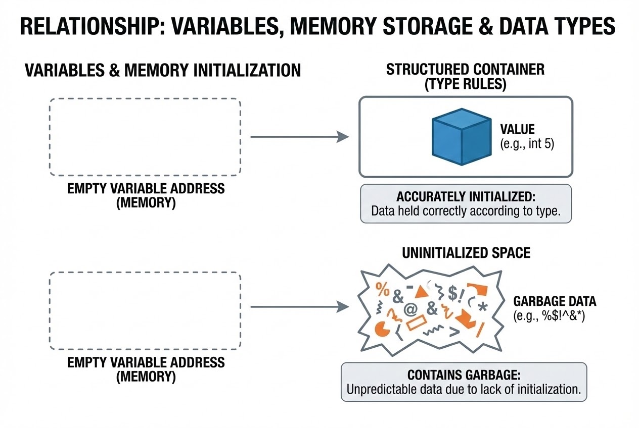 C++ Variables and Types Concept Diagram
